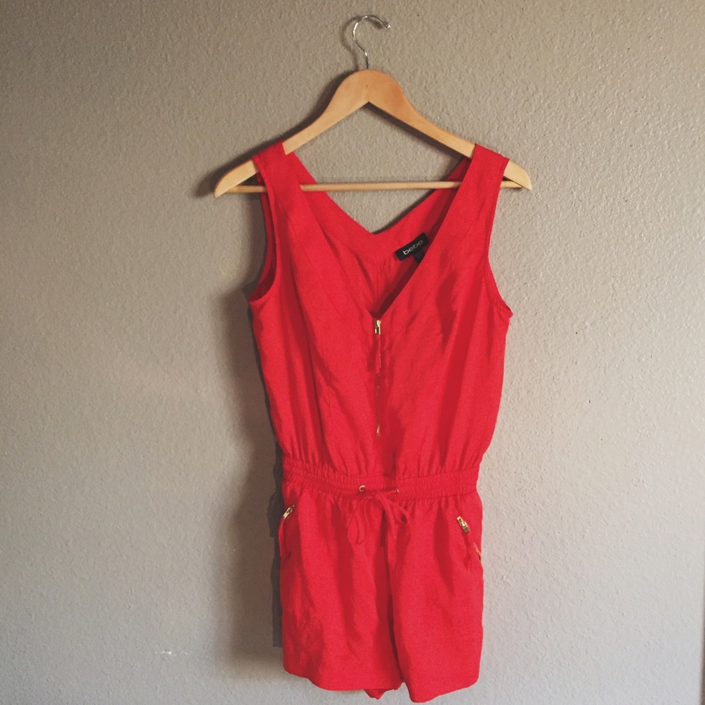 BEBE bright red romper